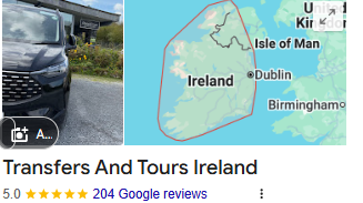 Celebrating 203 Five-Star Google Reviews: Thank You for Trusting Transfers and Tours Ireland