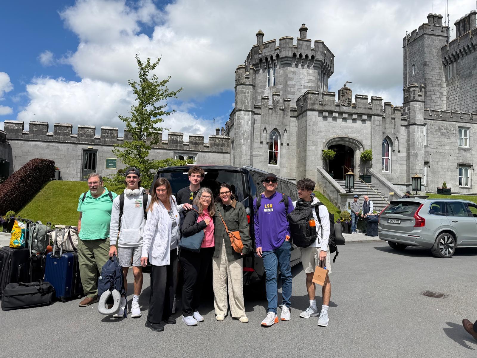 The Stowe Family Enjoying Sunny Irish Weather from Killarney to Dromoland Castle via Adare Manor in Our Executive Van